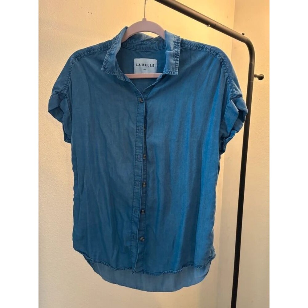 La Belle Small Jean Denim Button Down Shirt
